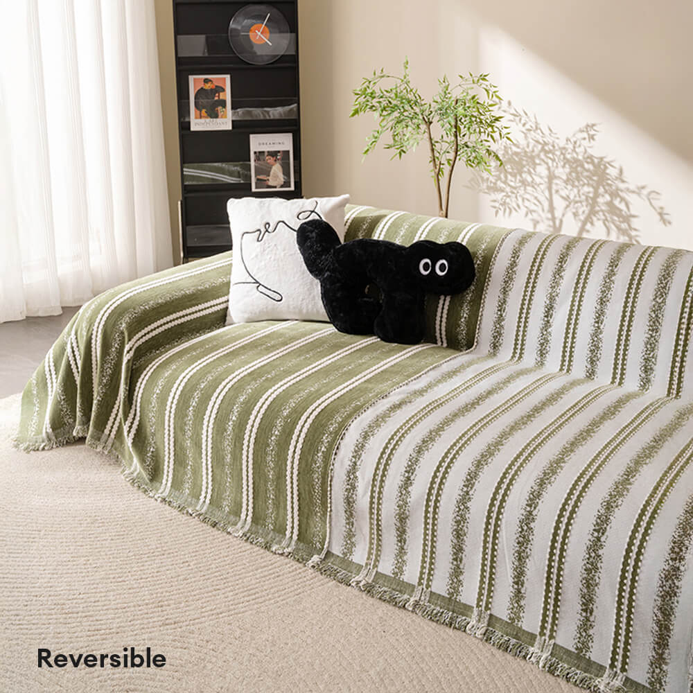 Decorative Stripe Tassel Chenille Throw Couch Cover – Couch Cover (view 5) | Petix pet supplies for dogs and cats