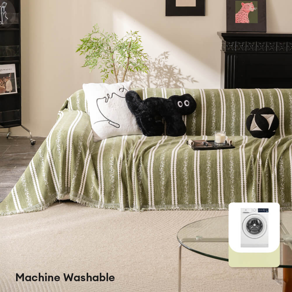 Decorative Stripe Tassel Chenille Throw Couch Cover – Couch Cover (view 7) | Petix pet supplies for dogs and cats