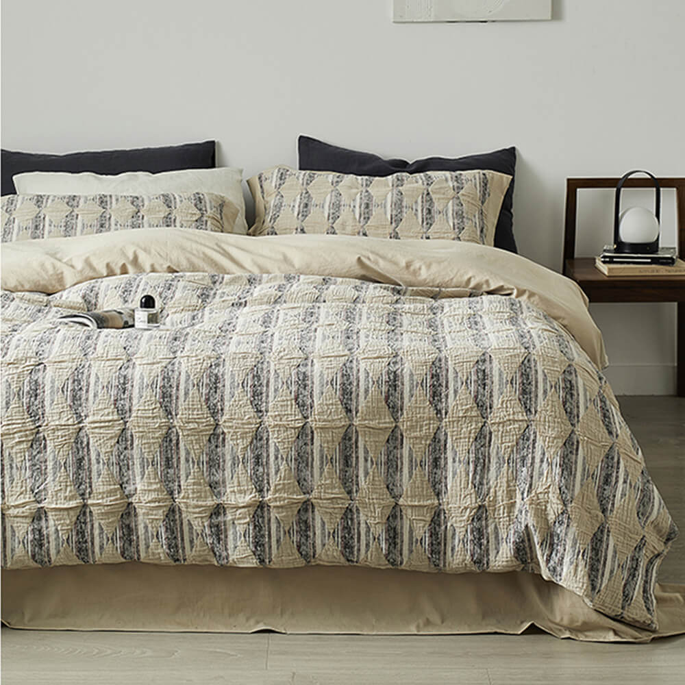 Diamond Jacquard Double-Layer Crinkled Cotton Bed Sheet Set – Bedding (main) | Petix pet supplies for dogs and cats