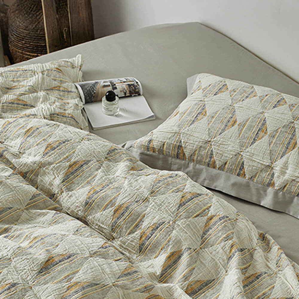 Diamond Jacquard Double-Layer Crinkled Cotton Bed Sheet Set – Bedding (view 13) | Petix pet supplies for dogs and cats