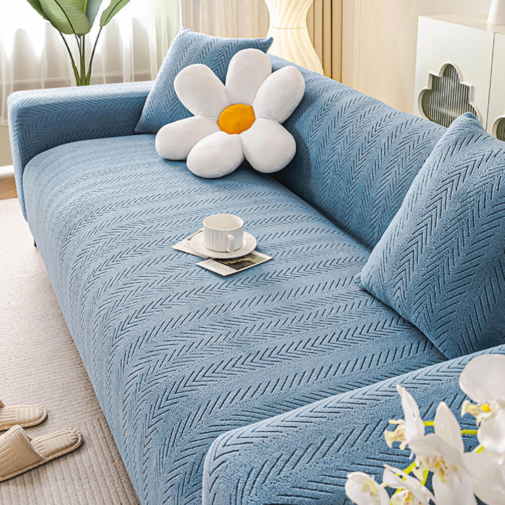 Elegant Herringbone Cream Aesthetic Stretch Magic Armchair Cover – Couch Cover (main) | Petix pet supplies for dogs and cats