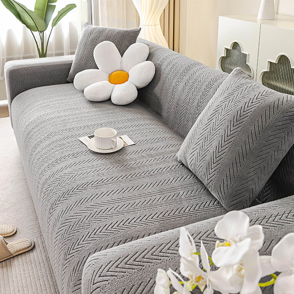 Elegant Herringbone Cream Aesthetic Stretch Magic Armchair Cover – Couch Cover (view 1… | Petix pet supplies for dogs and cats