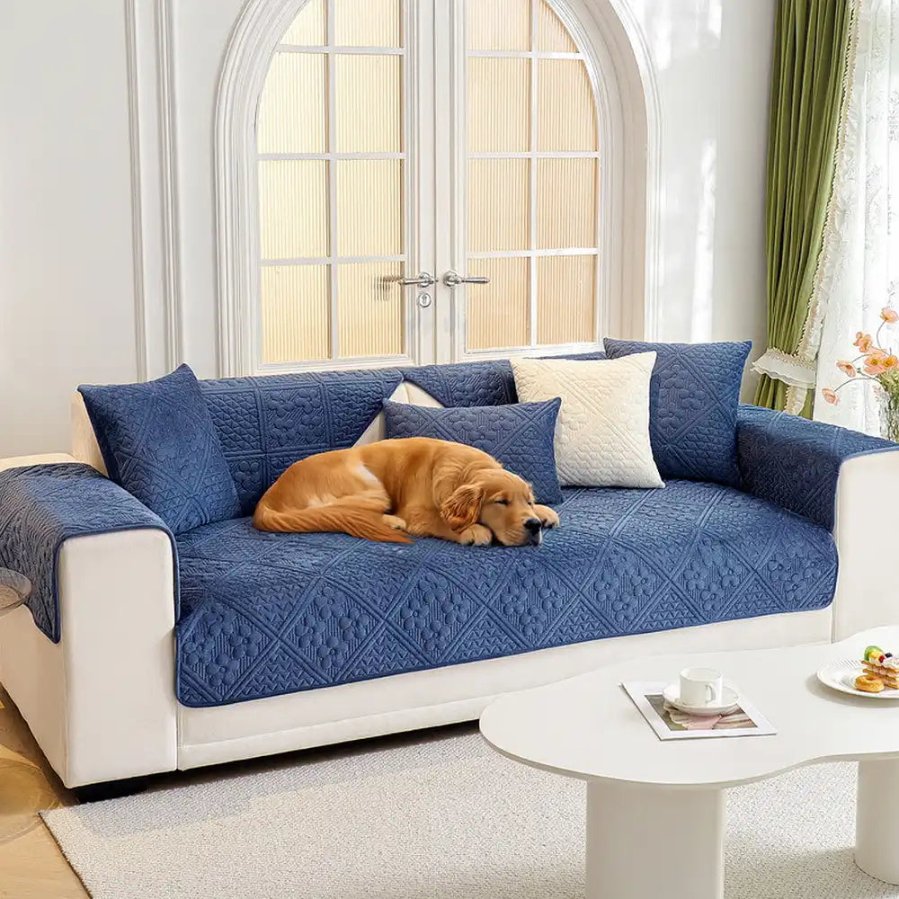 Embossed Geometric Pattern Soft Plush Quilted Non-Slip Couch Cover – Couch Cover (view… | Petix pet supplies for dogs and cats