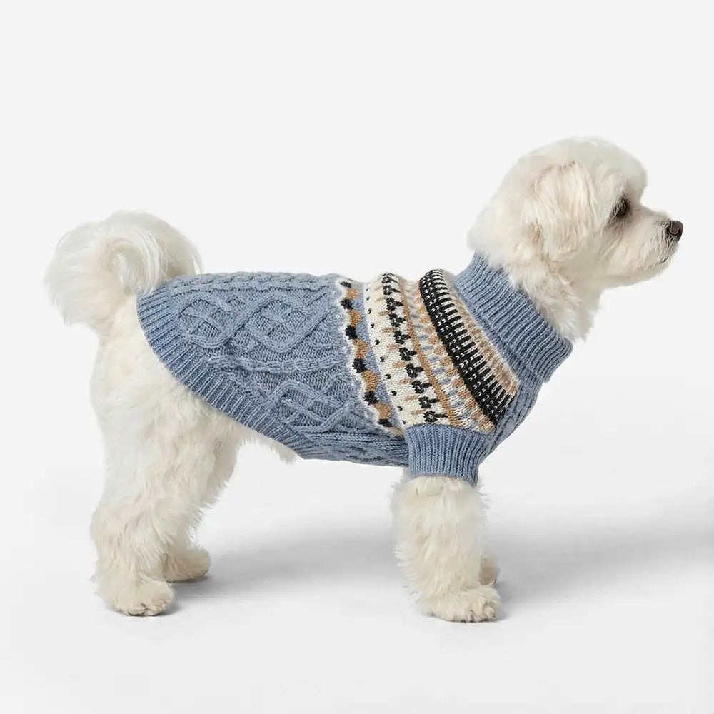 Fair Isle Pattern Knitted Linen Dog Sweater with Classic Collar – Dog Apparel (main) | Petix pet supplies for dogs and cats