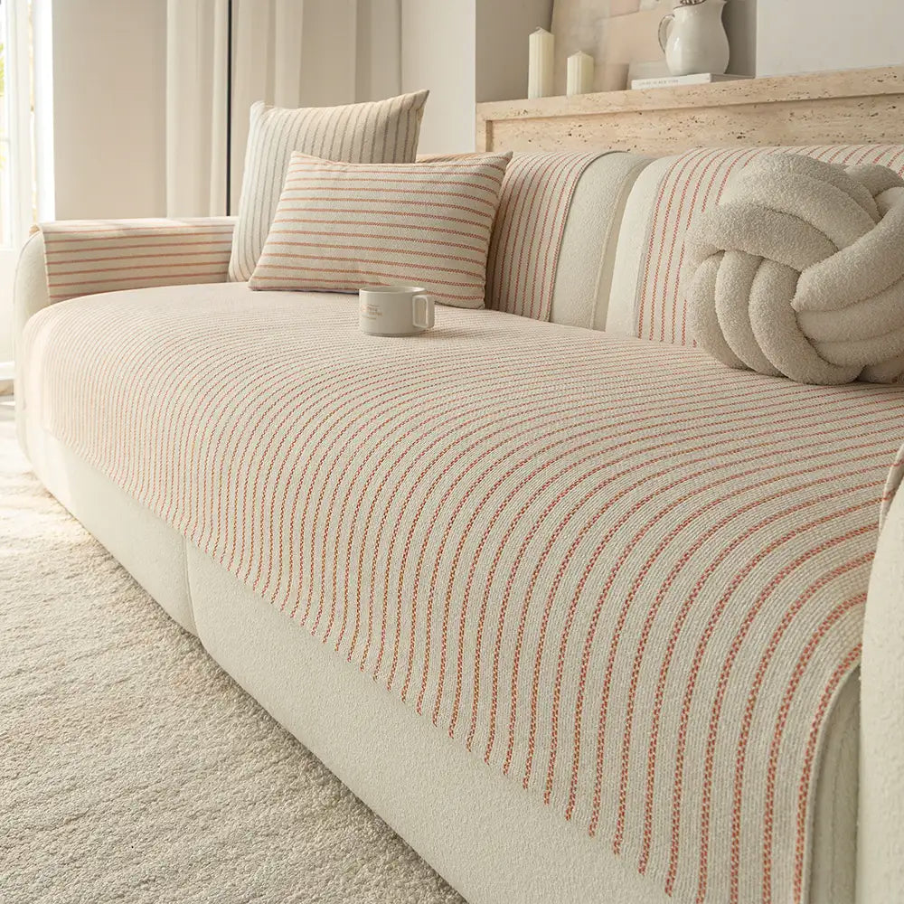 Faux Cotton-Linen Chenille Striped Breathable Scratch-Resistant Couch Cover – Couch Co… | Petix pet supplies for dogs and cats