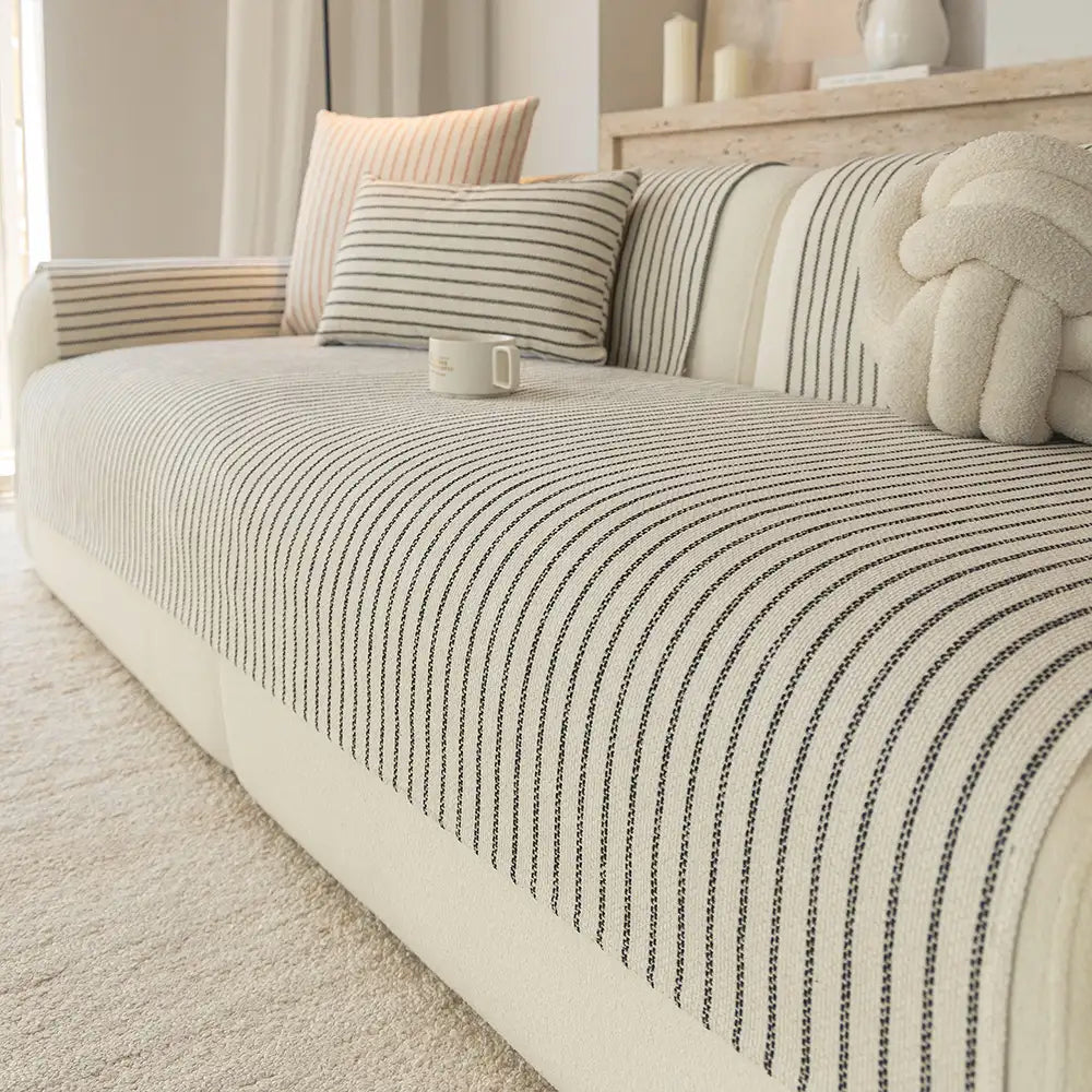 Faux Cotton-Linen Chenille Striped Breathable Scratch-Resistant Couch Cover – Couch Co… | Petix pet supplies for dogs and cats