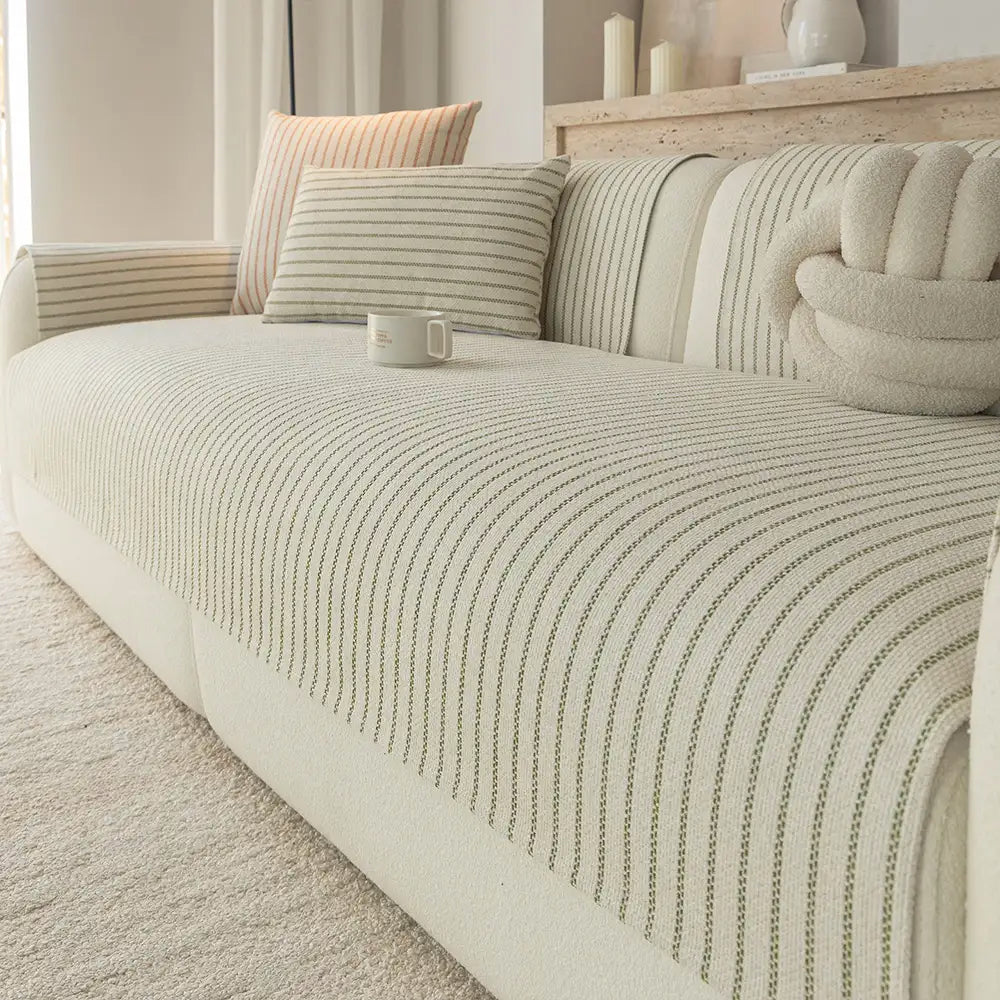 Faux Cotton-Linen Chenille Striped Breathable Scratch-Resistant Couch Cover – Couch Co… | Petix pet supplies for dogs and cats