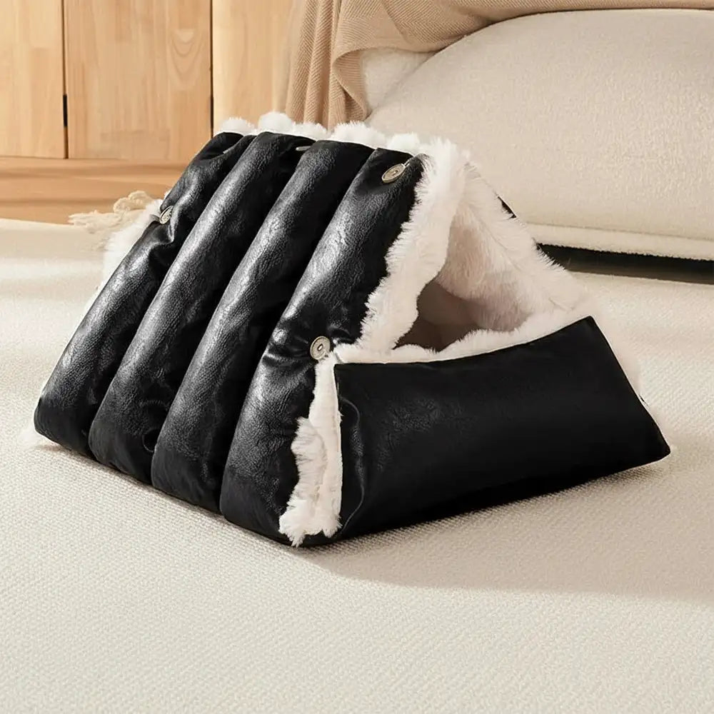 Faux Leather Vintage Multi-function Plush Dog Bed Convertible Dog Car Seat – Dog Beds… | Petix pet supplies for dogs and cats