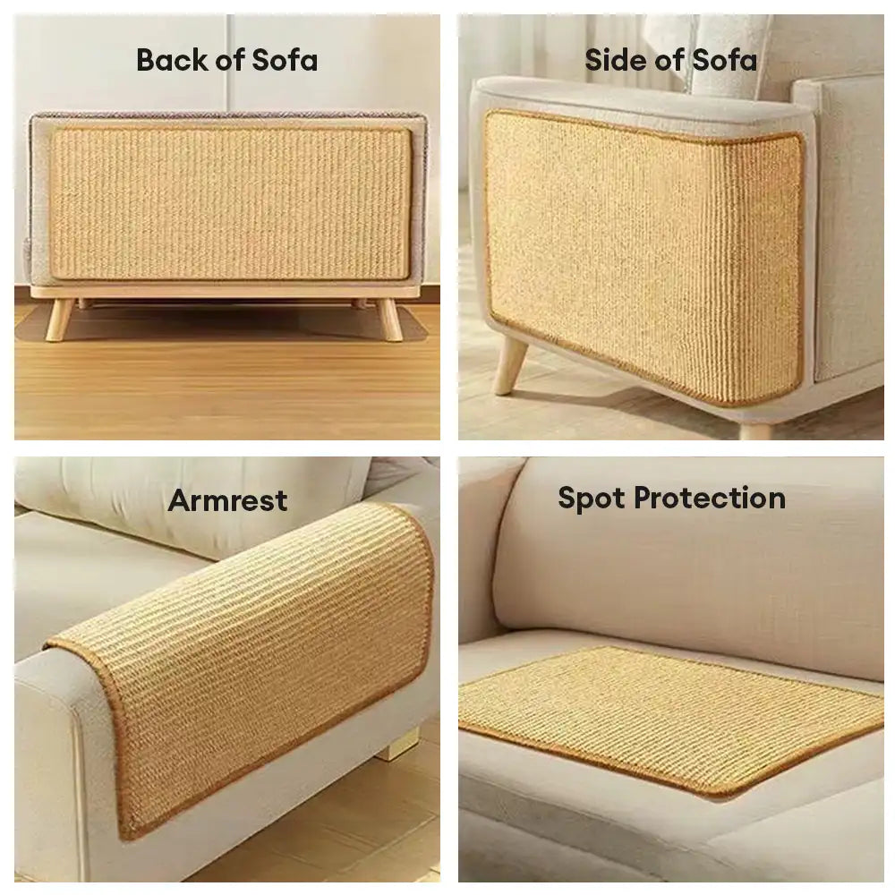 Faux Sisal Cat Scratcher Mat Sofa Protector with Velcro Tape – Scratching Post (view 5) | Petix pet supplies for dogs and cats
