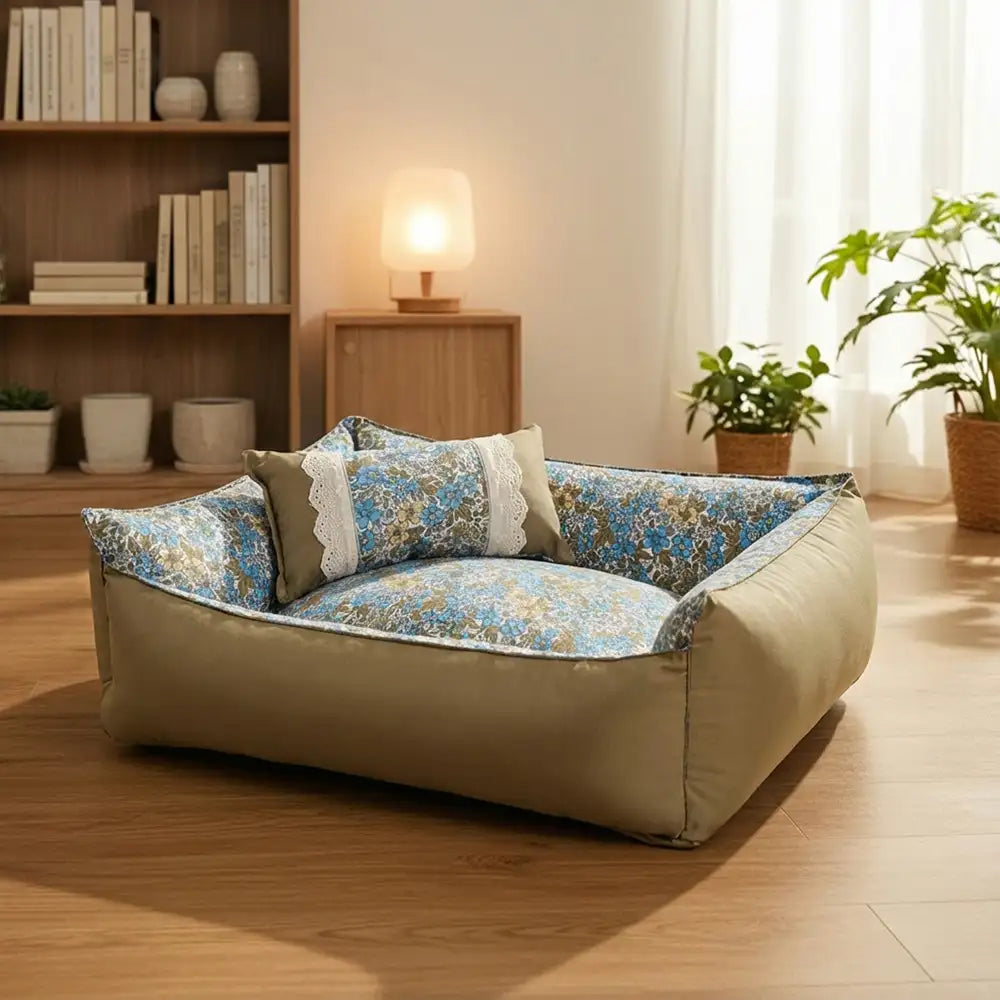 Floral Pattern Anti Static Washable All Season Dog Bed – Dog Beds (view 2) | Petix pet supplies for dogs and cats