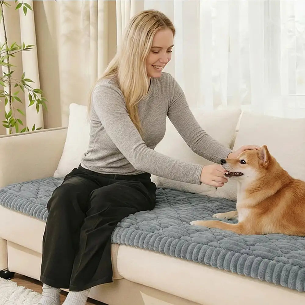 Fluffy Fuzzy Pet-Friendly Sofa Protector Washable Couch Cover Pet Mat – Couch Cover (v… | Petix pet supplies for dogs and cats