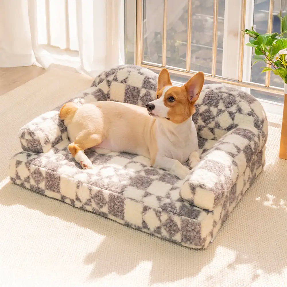 Geometric-Pattern Plush Thermal Removable And Washable Dog Bed – Dog Beds (main) | Petix pet supplies for dogs and cats