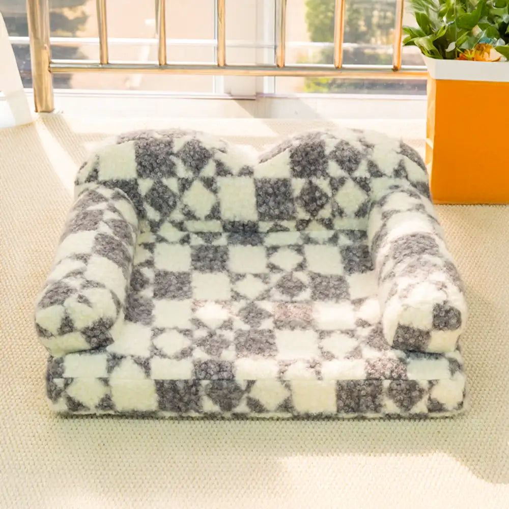 Geometric-Pattern Plush Thermal Removable And Washable Dog Bed – Dog Beds (view 5) | Petix pet supplies for dogs and cats