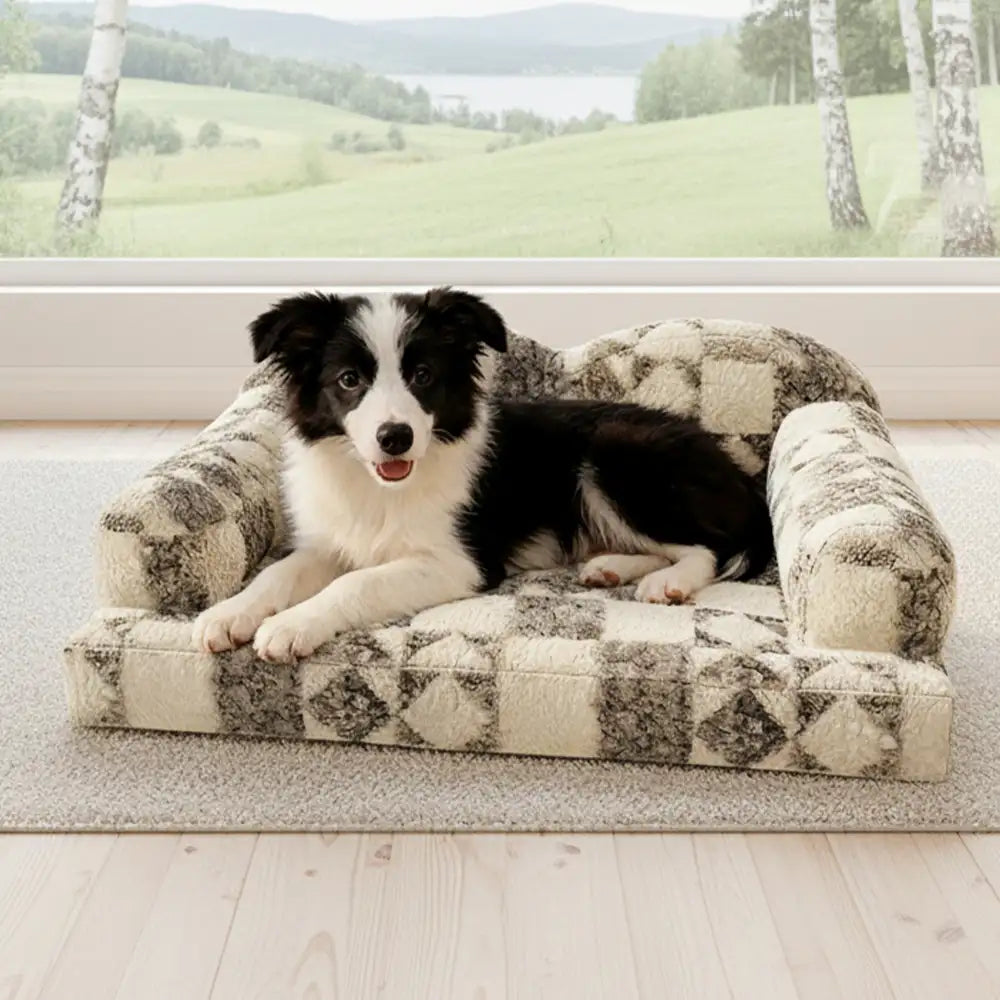 Geometric-Pattern Plush Thermal Removable And Washable Dog Bed – Dog Beds (view 6) | Petix pet supplies for dogs and cats