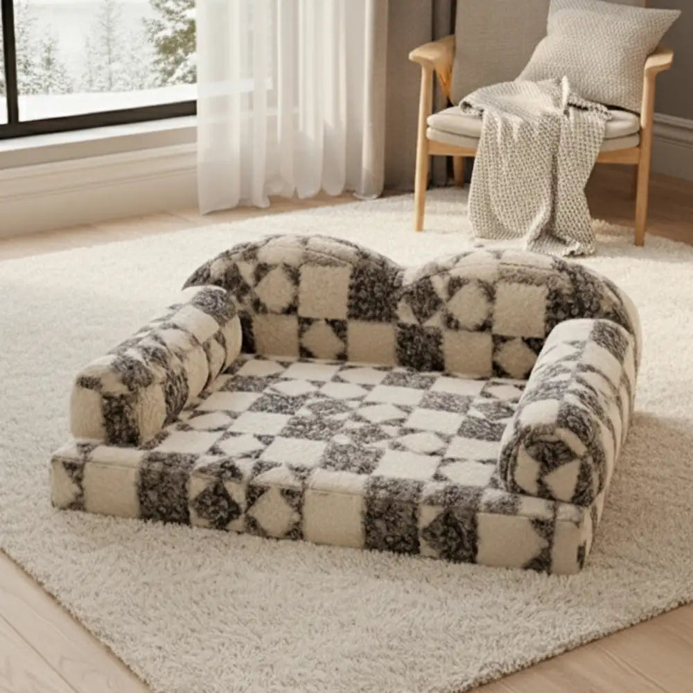 Geometric-Pattern Plush Thermal Removable And Washable Dog Bed – Dog Beds (view 9) | Petix pet supplies for dogs and cats