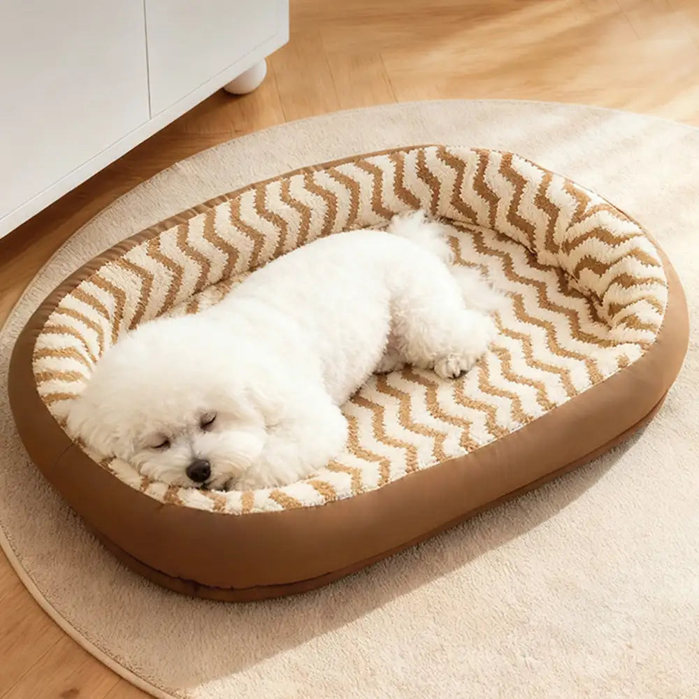 Geometric Wave Pattern Faux Leather Warm Removable And Washable Dog Bed – Dog Beds (ma… | Petix pet supplies for dogs and cats