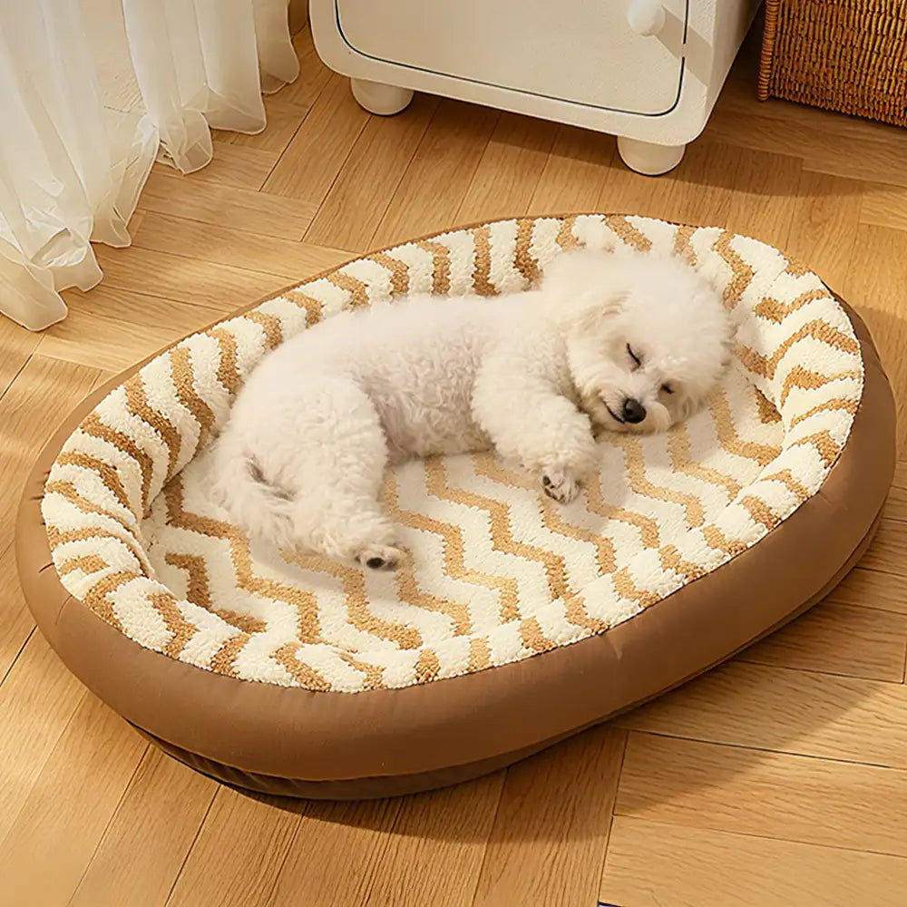 Geometric Wave Pattern Faux Leather Warm Removable And Washable Dog Bed – Dog Beds (vi… | Petix pet supplies for dogs and cats