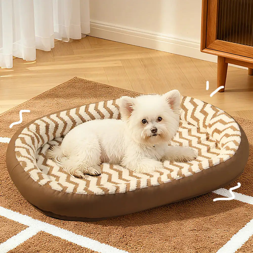 Geometric Wave Pattern Faux Leather Warm Removable And Washable Dog Bed – Dog Beds (vi… | Petix pet supplies for dogs and cats