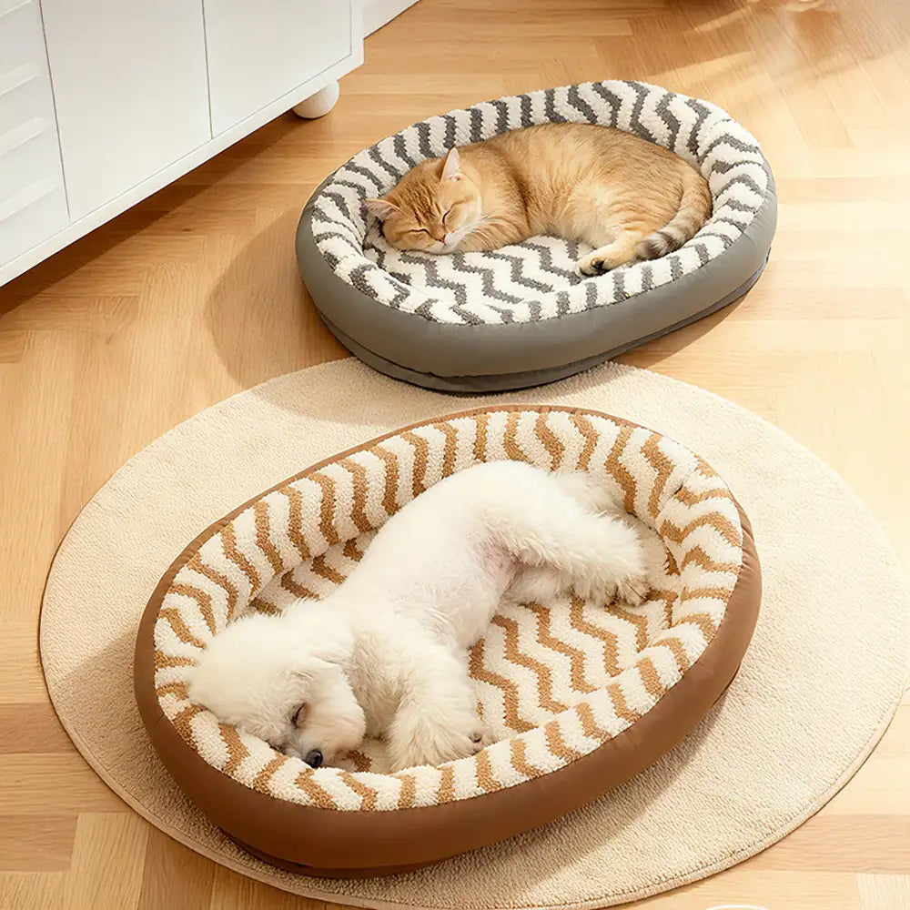 Geometric Wave Pattern Faux Leather Warm Removable And Washable Dog Bed – Dog Beds (vi… | Petix pet supplies for dogs and cats