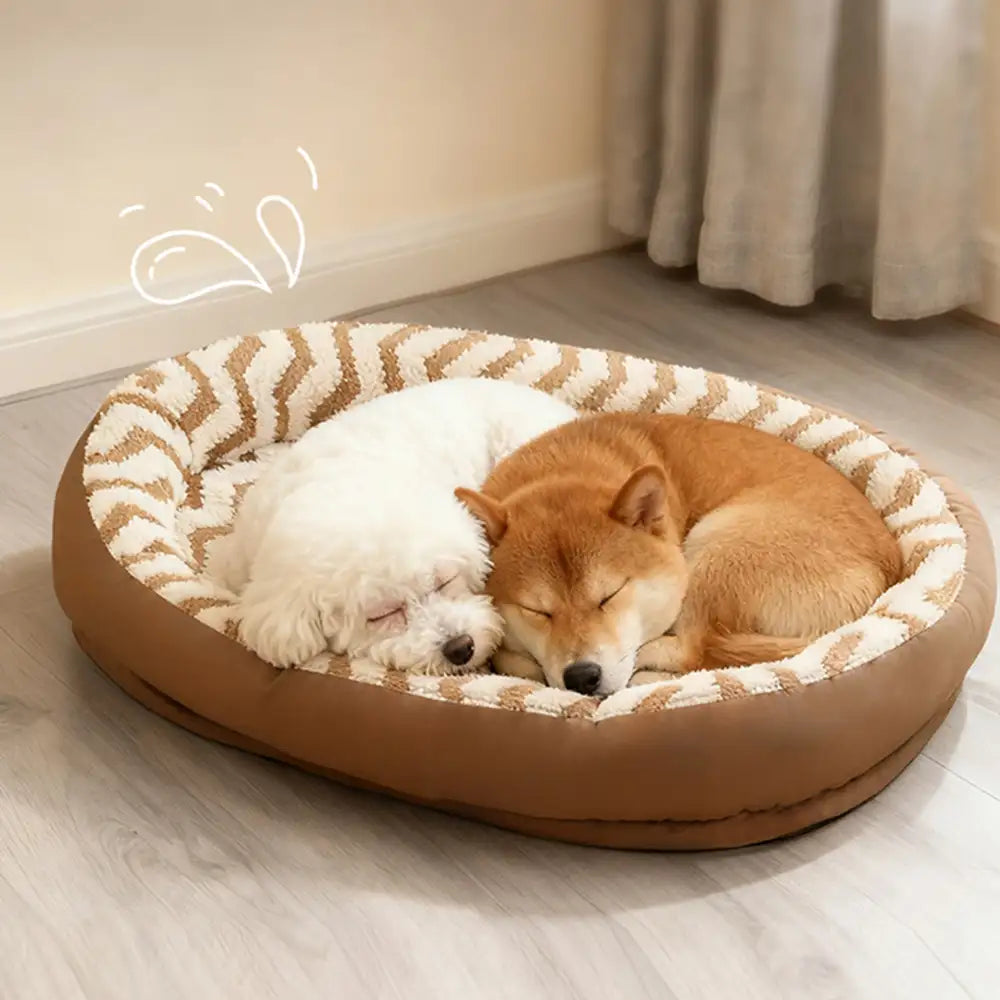Geometric Wave Pattern Faux Leather Warm Removable And Washable Dog Bed – Dog Beds (vi… | Petix pet supplies for dogs and cats