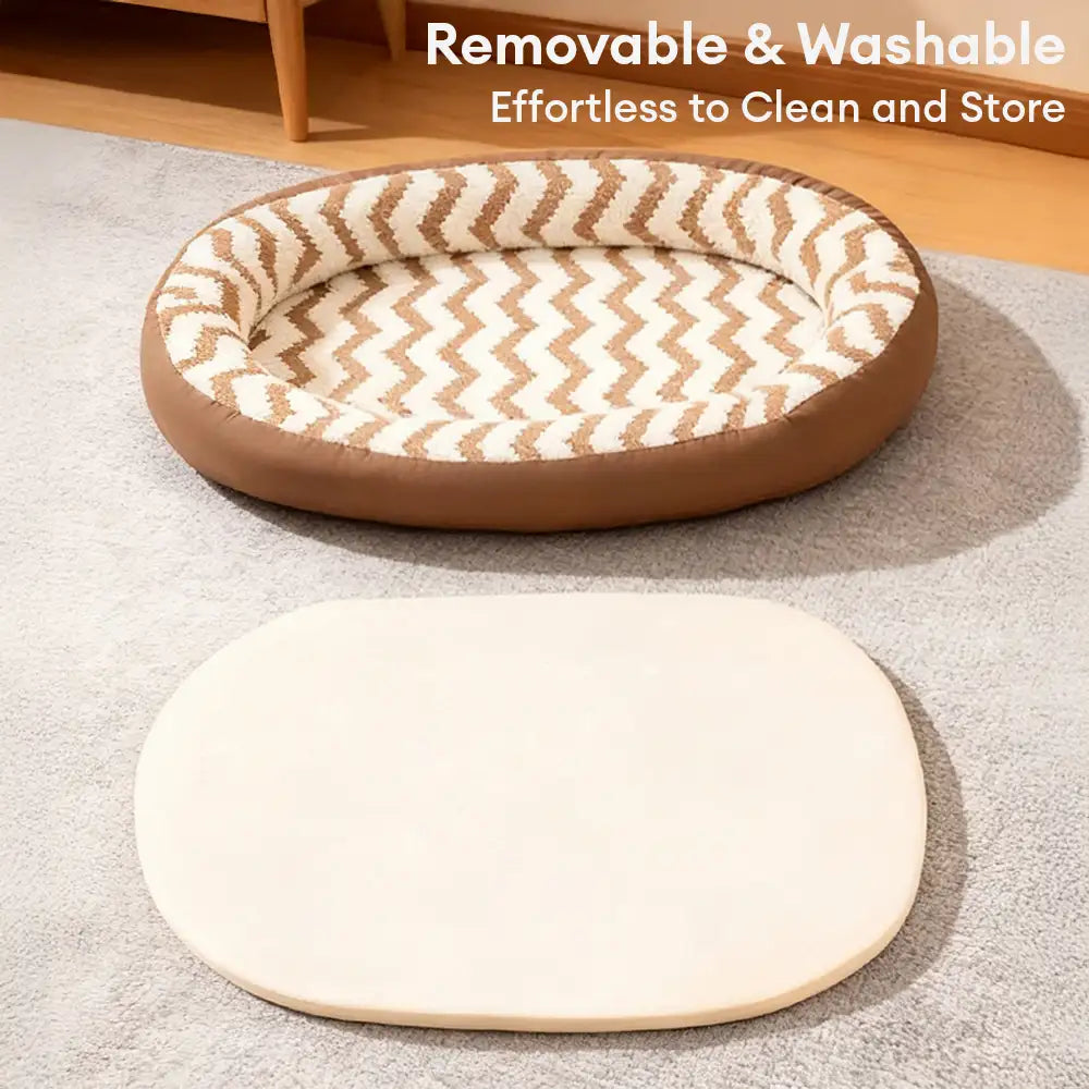 Geometric Wave Pattern Faux Leather Warm Removable And Washable Dog Bed – Dog Beds (vi… | Petix pet supplies for dogs and cats