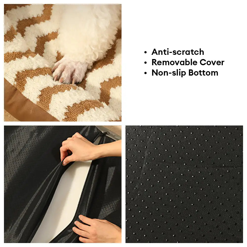 Geometric Wave Pattern Faux Leather Warm Removable And Washable Dog Bed – Dog Beds (vi… | Petix pet supplies for dogs and cats
