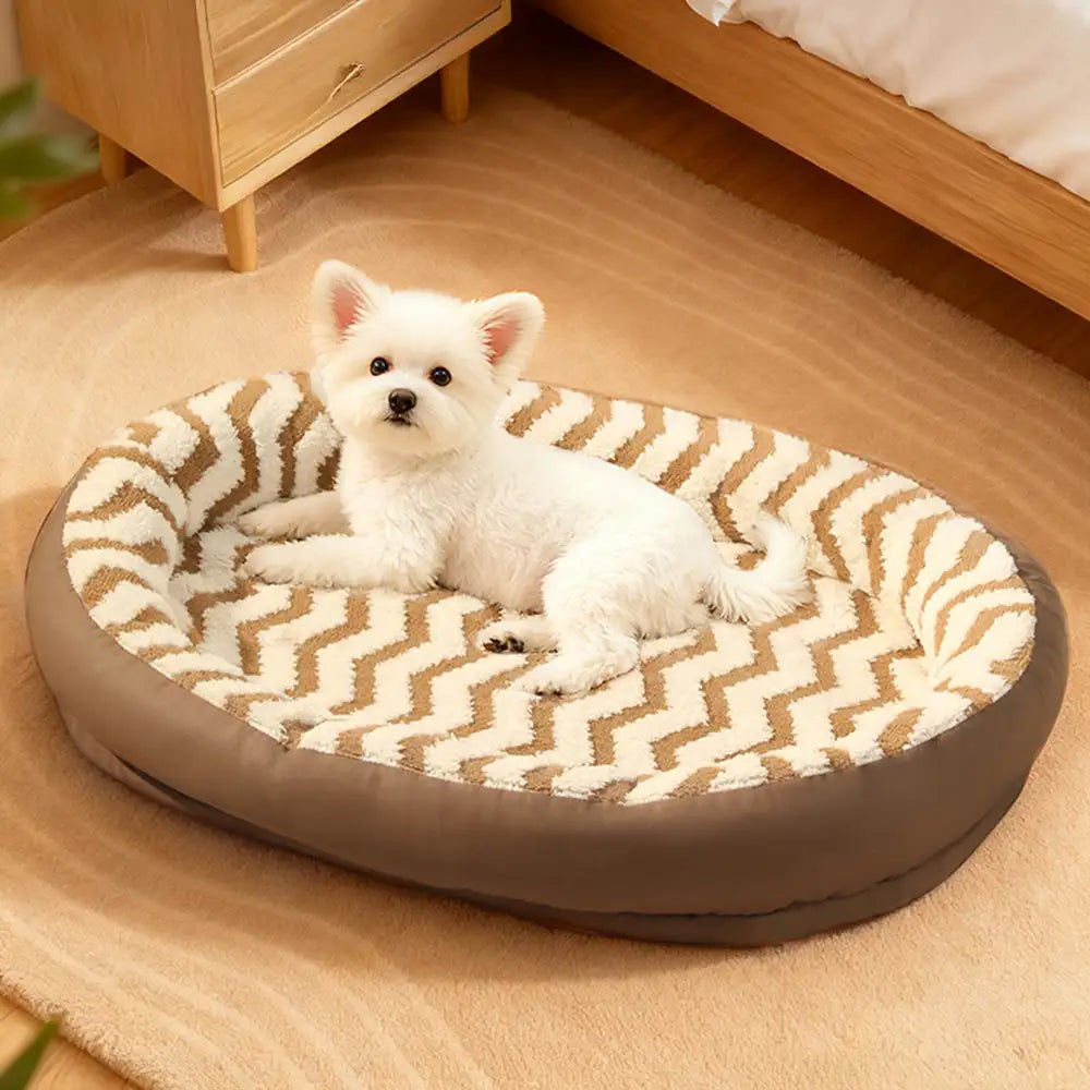 Geometric Wave Pattern Faux Leather Warm Removable And Washable Dog Bed – Dog Beds (vi… | Petix pet supplies for dogs and cats