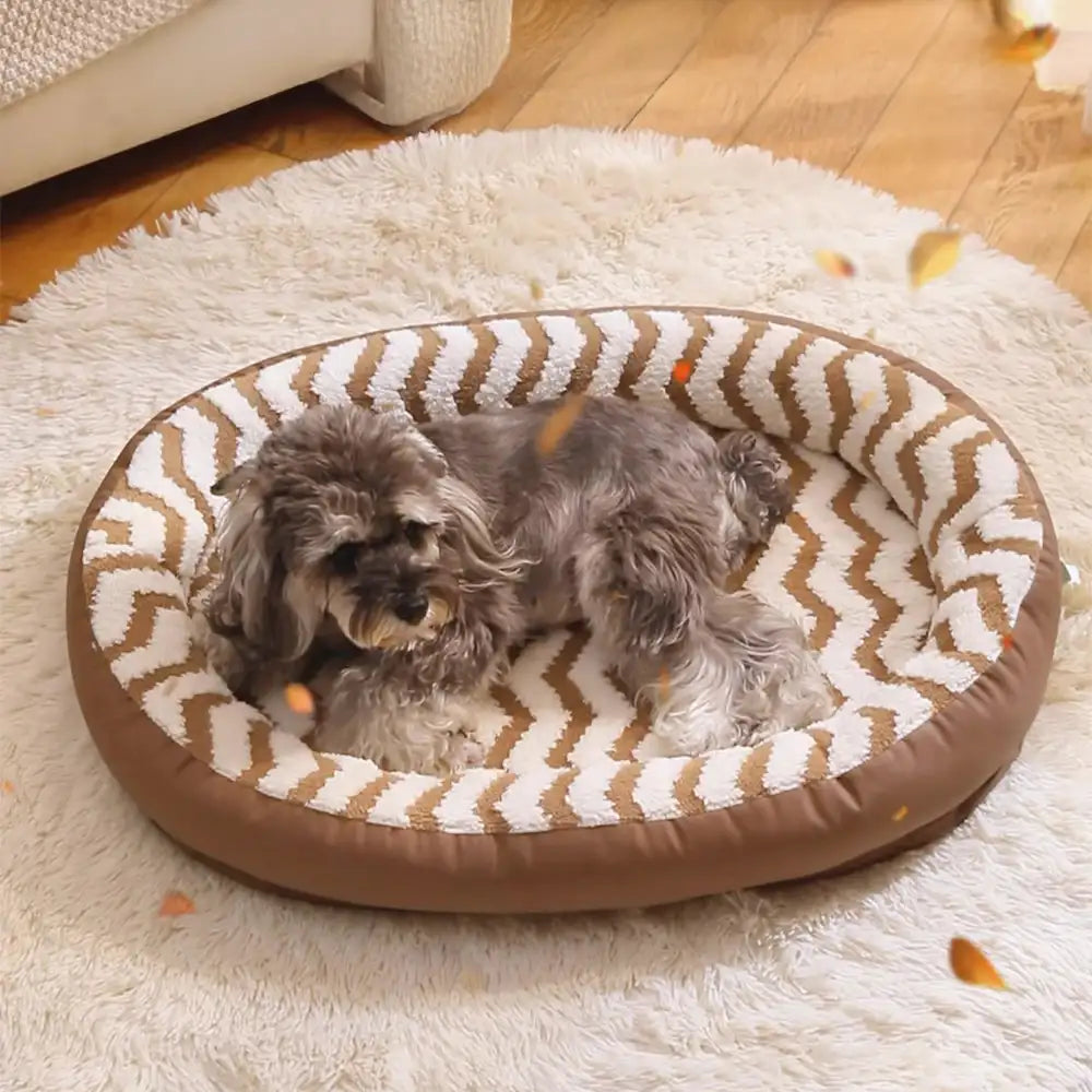 Geometric Wave Pattern Faux Leather Warm Removable And Washable Dog Bed – Dog Beds (vi… | Petix pet supplies for dogs and cats