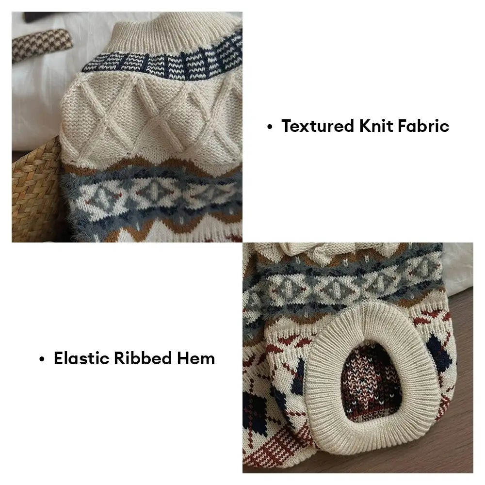Knitted Fair Isle Diamond Dog Sweater – Dog Apparel (main) | Petix pet supplies for dogs and cats