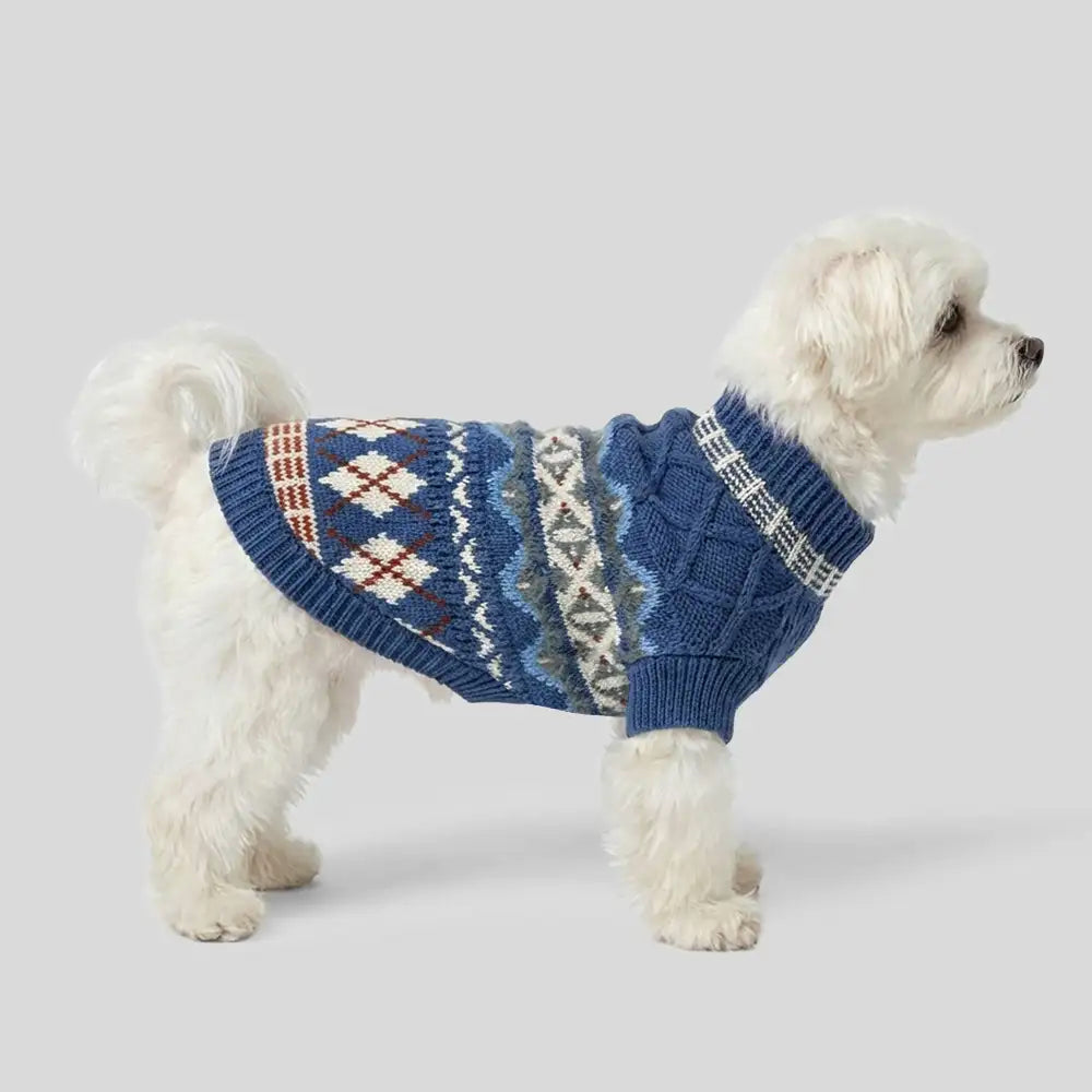 Knitted Fair Isle Diamond Dog Sweater – Dog Apparel (view 10) | Petix pet supplies for dogs and cats