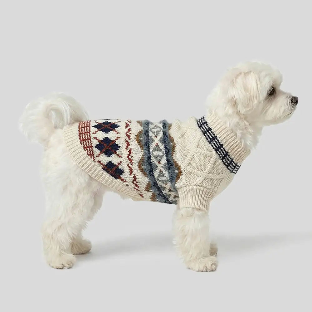 Knitted Fair Isle Diamond Dog Sweater – Dog Apparel (view 5) | Petix pet supplies for dogs and cats