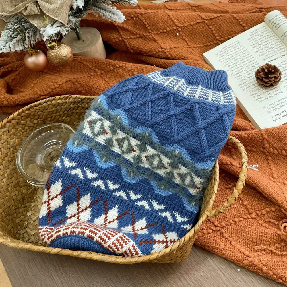 Knitted Fair Isle Diamond Dog Sweater – Dog Apparel (view 6) | Petix pet supplies for dogs and cats