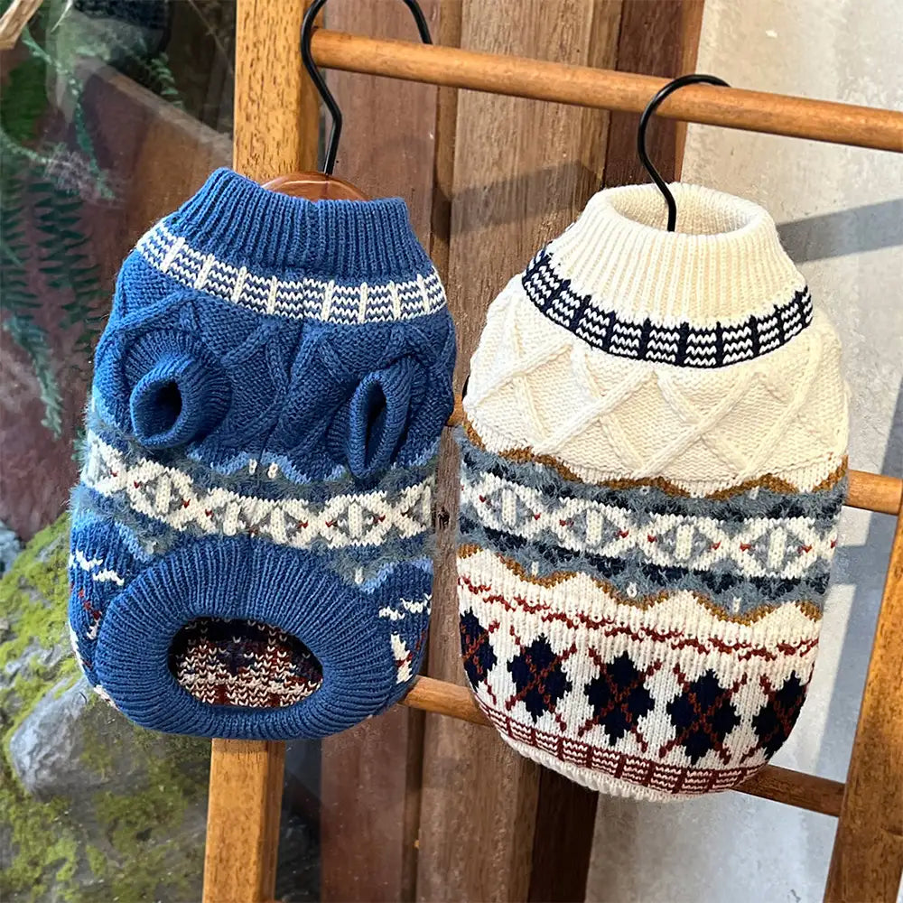 Knitted Fair Isle Diamond Dog Sweater – Dog Apparel (view 9) | Petix pet supplies for dogs and cats