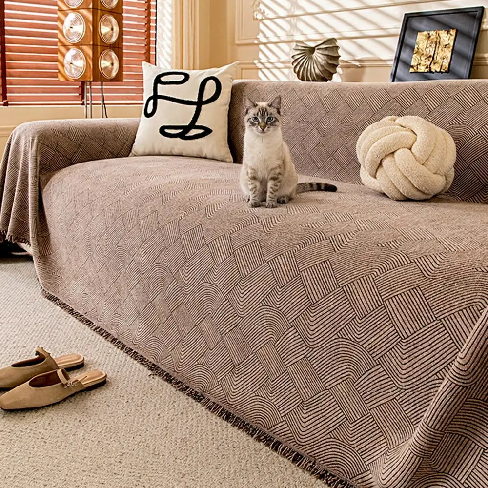 Linework Pattern Chenille Comfortable Scratch-Resistant Sofa Protection Couch Cover… | Petix pet supplies for dogs and cats