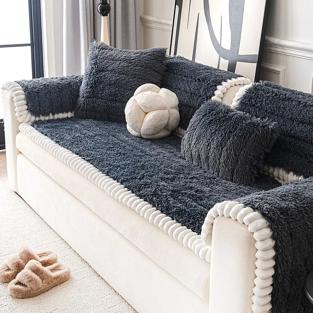 Luxury Fluffy Plush Thickened Comfortable Non-Slip Couch Cover – Couch Cover (view 10) | Petix pet supplies for dogs and cats