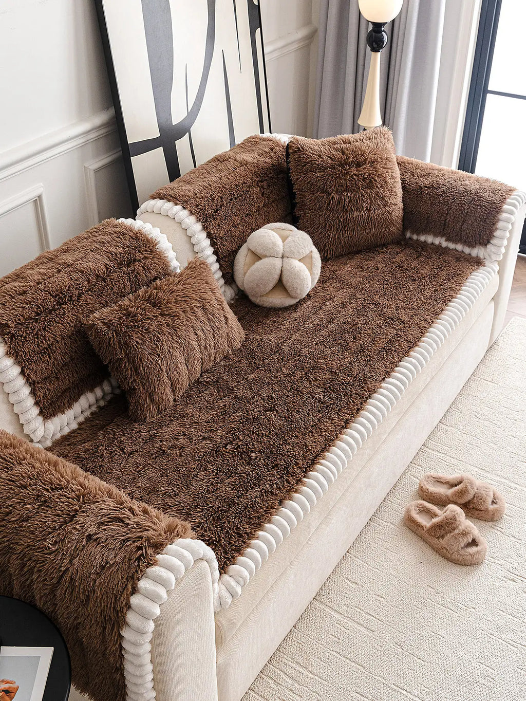 Luxury Fluffy Plush Thickened Comfortable Non-Slip Couch Cover – Couch Cover (view 11) | Petix pet supplies for dogs and cats