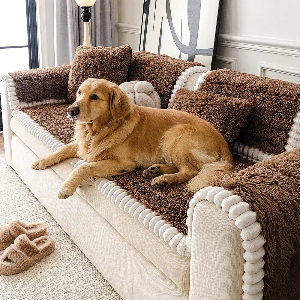 Luxury Fluffy Plush Thickened Comfortable Non-Slip Couch Cover – Couch Cover (view 4) | Petix pet supplies for dogs and cats