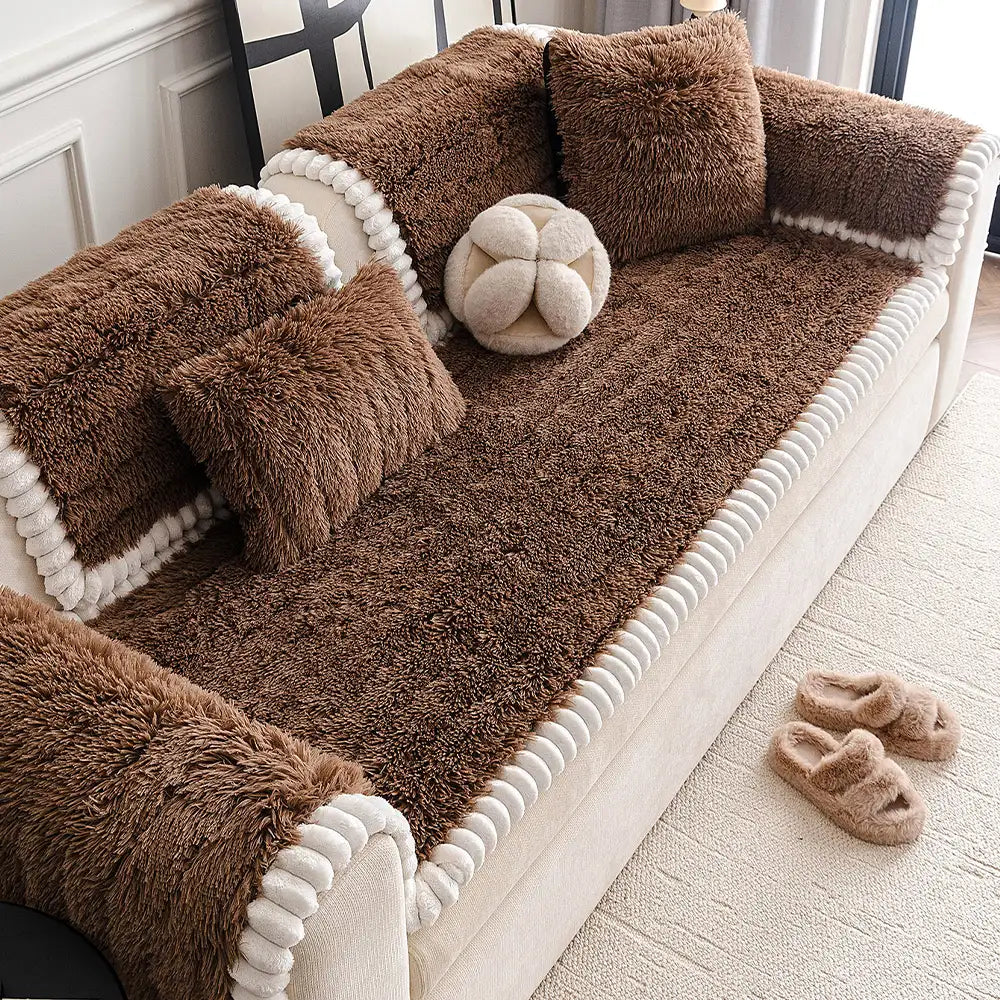 Luxury Fluffy Plush Thickened Comfortable Non-Slip Couch Cover – Couch Cover (view 8) | Petix pet supplies for dogs and cats