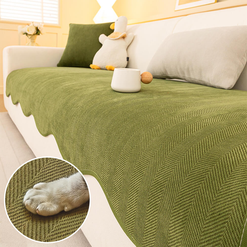 Minimalist Herringbone Chenille Non-Slip Wavy Edge Couch Cover – Couch Cover (view 3) | Petix pet supplies for dogs and cats