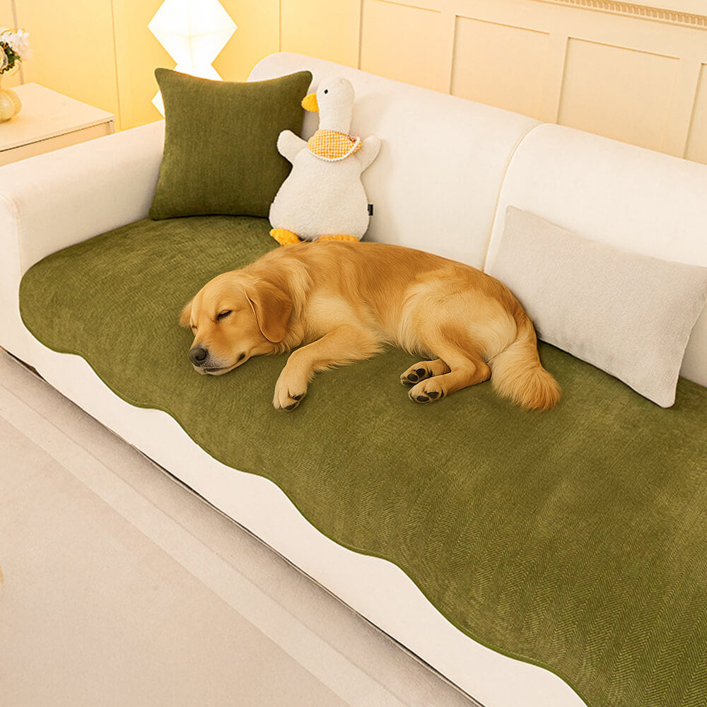Minimalist Herringbone Chenille Non-Slip Wavy Edge Couch Cover – Couch Cover (view 6) | Petix pet supplies for dogs and cats