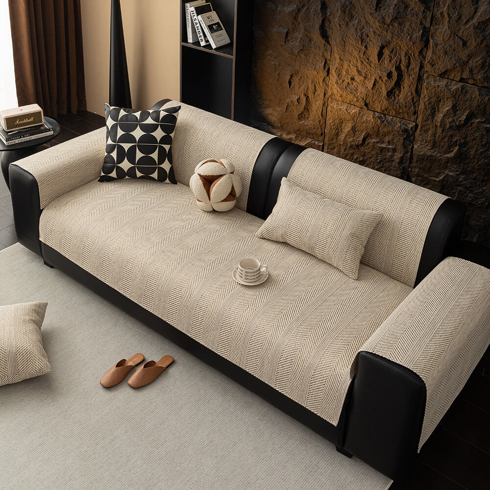 Minimalist Herringbone Weave Breathable Faux Linen All-Season Couch Cover – Couch Cove… | Petix pet supplies for dogs and cats