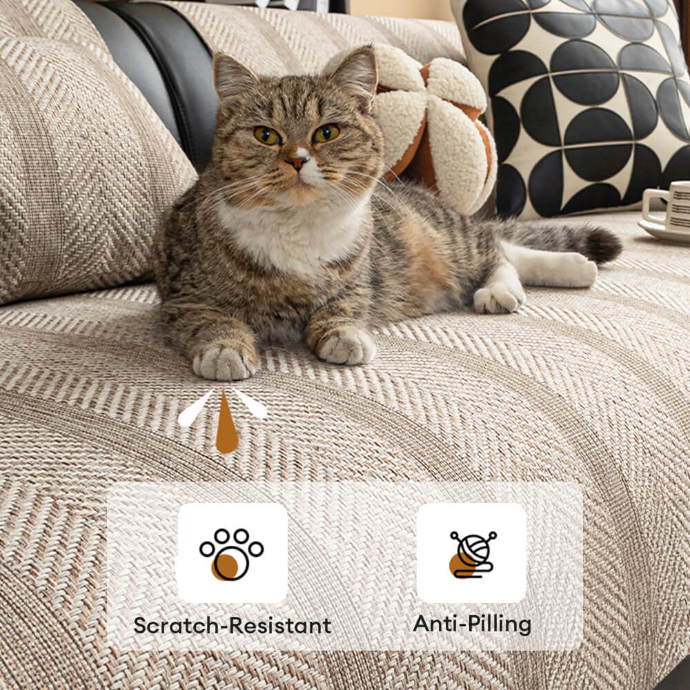 Minimalist Herringbone Weave Breathable Faux Linen All-Season Couch Cover – Couch Cove… | Petix pet supplies for dogs and cats