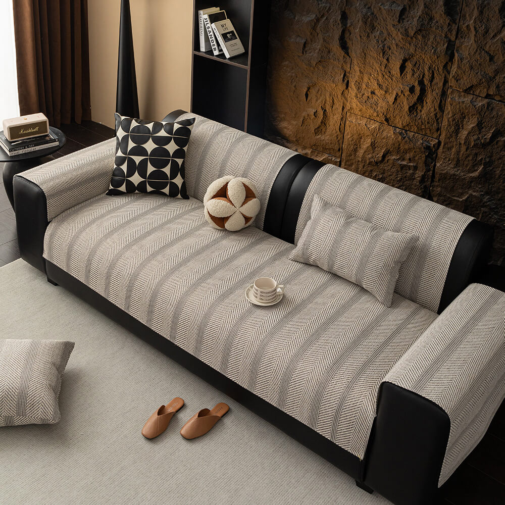 Minimalist Herringbone Weave Breathable Faux Linen All-Season Couch Cover – Couch Cove… | Petix pet supplies for dogs and cats