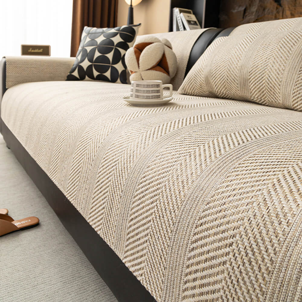 Minimalist Herringbone Weave Breathable Faux Linen All-Season Couch Cover – Couch Cove… | Petix pet supplies for dogs and cats