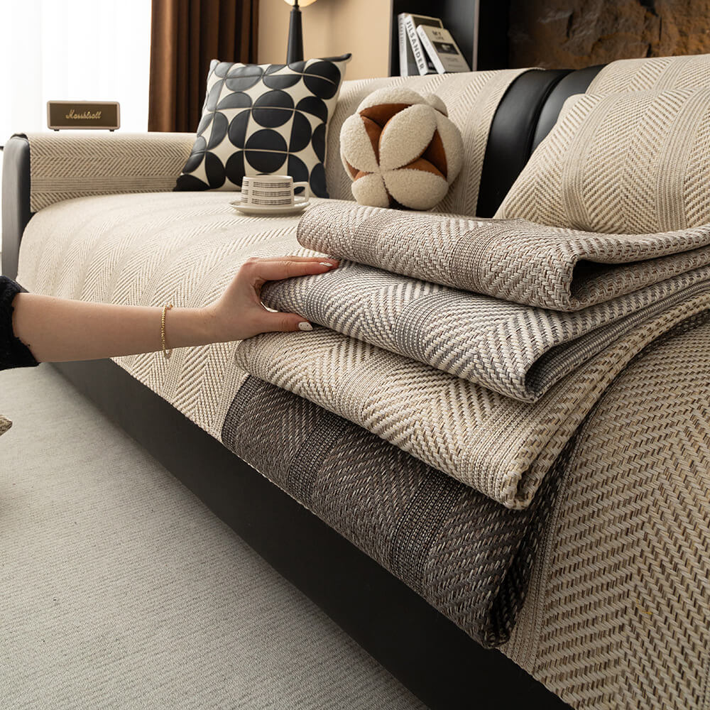 Minimalist Herringbone Weave Breathable Faux Linen All-Season Couch Cover – Couch Cove… | Petix pet supplies for dogs and cats