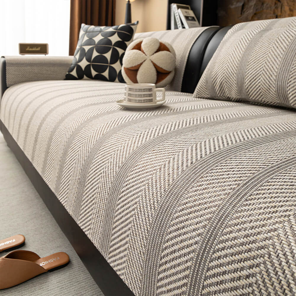 Minimalist Herringbone Weave Breathable Faux Linen All-Season Couch Cover – Couch Cove… | Petix pet supplies for dogs and cats