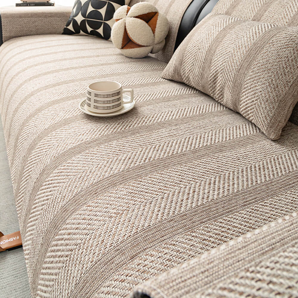 Minimalist Herringbone Weave Breathable Faux Linen All-Season Couch Cover – Couch Cove… | Petix pet supplies for dogs and cats