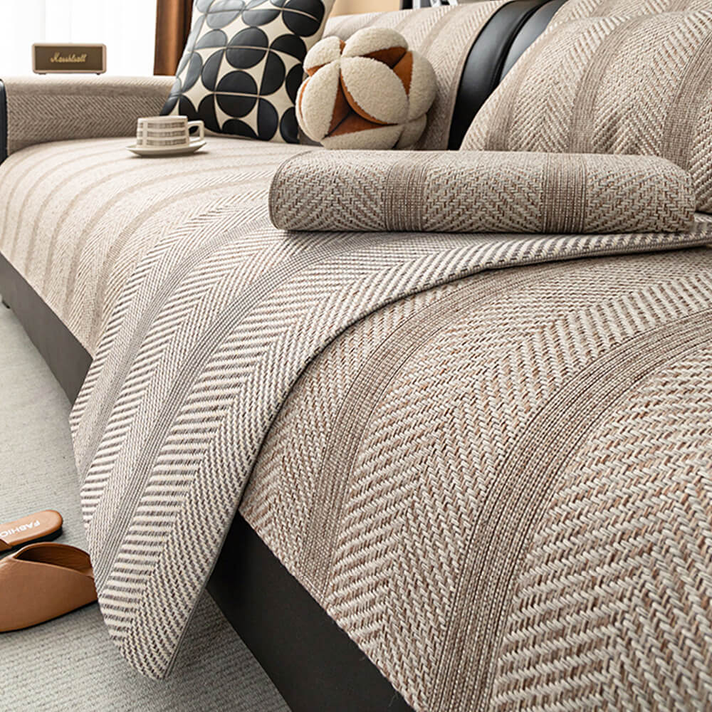 Minimalist Herringbone Weave Breathable Faux Linen All-Season Couch Cover – Couch Cove… | Petix pet supplies for dogs and cats