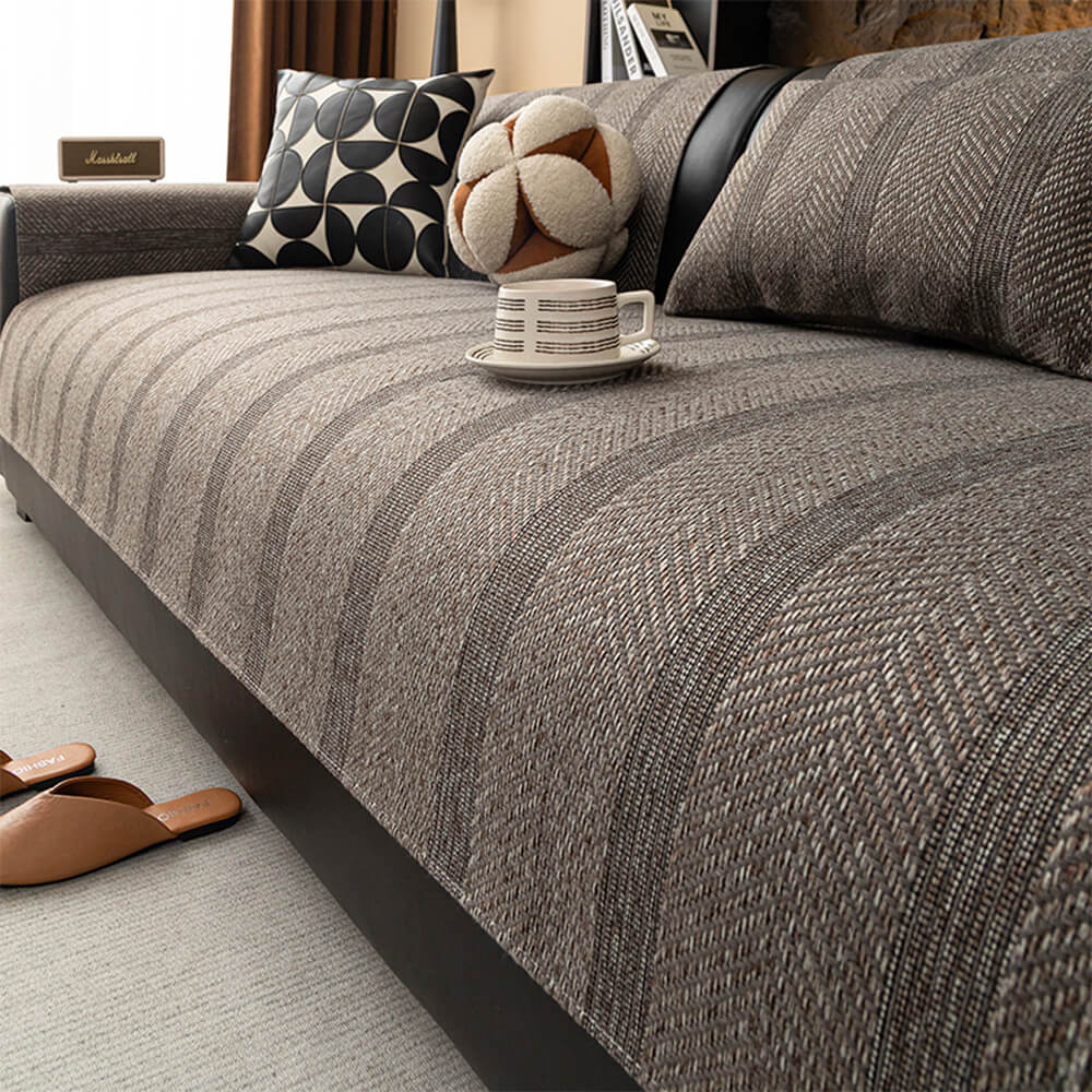 Minimalist Herringbone Weave Breathable Faux Linen All-Season Couch Cover – Couch Cove… | Petix pet supplies for dogs and cats