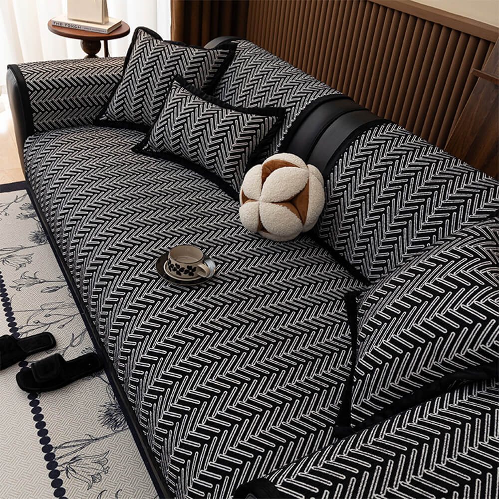 Modern Chic Herringbone Chenille Anti-scratch Non-Slip Couch Cover – Couch Cover (main) | Petix pet supplies for dogs and cats